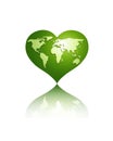 White world map on green heart globe Royalty Free Stock Photo