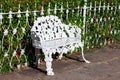 White wrought iron bench