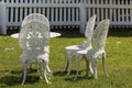 White wrought iron garden furniture