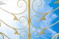 White Wrought iron steel art roof with blue sky Royalty Free Stock Photo