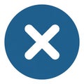 White X inside a blue circle. The X is centered and evenly proportioned, with clean lines Royalty Free Stock Photo
