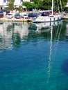 White Yacht Reflected in Clear Greek Island Water, Skyros, Greece