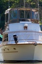 White Yacht Isolated Leaving Marina