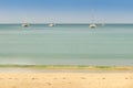 White yachts and the Beautiful seascape view of Naiyang beach, t Royalty Free Stock Photo