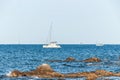 White yachts in blue ocean Royalty Free Stock Photo