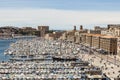 White yachts in the Old Vieux Port in the city center of Marseilles