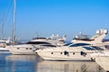 White yachts in the port waiting. Royalty Free Stock Photo