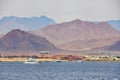 White yachts in Red sea at Mountaining background Royalty Free Stock Photo