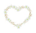 White Yarrow Flowers in Heart Shape Frame