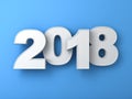 White year two thousand eighteen, Happy new year 2018 , 3D blue text isolated on blue background Royalty Free Stock Photo