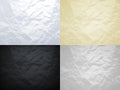 White, yellow, black and grey crumpled paper vector textures set Royalty Free Stock Photo