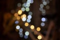 White, Yellow, Blue Circular Bokeh Lights with Dark Background Royalty Free Stock Photo