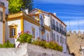 White Yellow Building 11th Century Castle Wall Obidos Portugal Royalty Free Stock Photo
