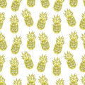 White and yellow geometric pineapple textile print seamless pattern Royalty Free Stock Photo