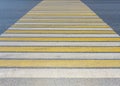White and yellow pedestrian crossing in the city. Pedestrian. Marking on the road Royalty Free Stock Photo