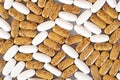White and yellow pills as background Royalty Free Stock Photo