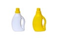 White and yellow plastic detergent container, bottle, isolated Royalty Free Stock Photo