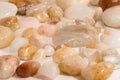 White and Yellow Smooth Quartz River Rocks Tumbled Royalty Free Stock Photo