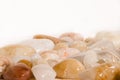 White and Yellow Smooth Quartz River Rocks Variety Polished Tumbled Royalty Free Stock Photo