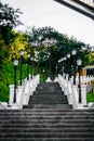 White and yellow stairs in the park Royalty Free Stock Photo