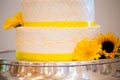 White and Yellow Wedding Reception Cake Royalty Free Stock Photo