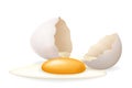 White yolk broken egg cracked open easter eggshell design 3d realistic icon isolated vector illustration Royalty Free Stock Photo