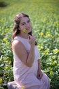 Young european woman in countryside Royalty Free Stock Photo