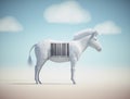 White zebra with a barcode on it. Identity and unique concept
