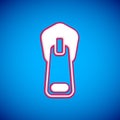 White Zipper icon isolated on blue background. Vector