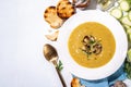 White zucchini or vegetable marrow cream soup