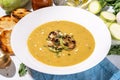 White zucchini or vegetable marrow cream soup