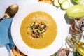 White zucchini or vegetable marrow cream soup