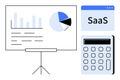 SaaS Platform Data Visualization with Charts and Calculator for Business Solutions Royalty Free Stock Photo