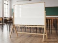 Whiteboard in classroom setting isolated on white background Royalty Free Stock Photo