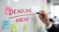 A whiteboard displays a bold red message \