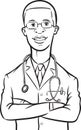 Whiteboard drawing - african american doctor arms crossed