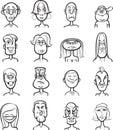 Whiteboard drawing - humor cartoon faces vector collection Royalty Free Stock Photo