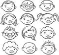 Whiteboard drawing - smiling kids faces Royalty Free Stock Photo