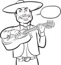 Whiteboard drawing - standing smiling singing mariachi