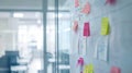 Whiteboard Full of Colorful Sticky Notes in Dynamic Work Environment Royalty Free Stock Photo
