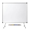 Whiteboard With Markers Stand. Educational And Office Presentation Tool For Interactive Learning Isolated On Transparent Royalty Free Stock Photo