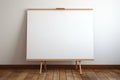Whiteboard for markers on wooden floor. Created with Generative AI Royalty Free Stock Photo