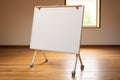 Whiteboard for markers on wooden floor. Created with Generative AI Royalty Free Stock Photo