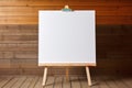 Whiteboard for markers on wooden floor. Created with Generative AI Royalty Free Stock Photo