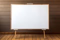 Whiteboard for markers on wooden floor. Created with Generative AI Royalty Free Stock Photo