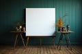 Whiteboard for markers on wooden floor. Created with Generative AI Royalty Free Stock Photo