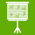 Whiteboard with music notes icon green Royalty Free Stock Photo