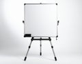 Whiteboard on Tripod Stand in Studio Setting with Shadow and Neutral Background Royalty Free Stock Photo