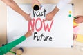 Whiteboard with words past now future Royalty Free Stock Photo