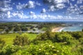 Whitecliff Bay Isle of Wight near Bembridge east of the island in vivid and bright HDR Royalty Free Stock Photo